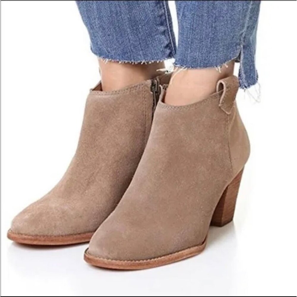 Madewell The Billie Boot Suede Otter Tan Ankle Bootie E0192 Sz 9.5